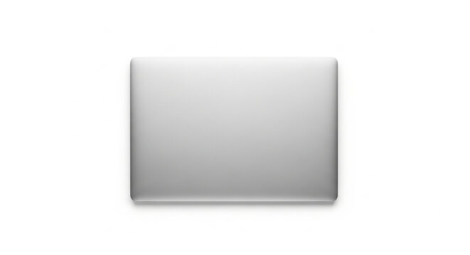 Minimalist silver laptop on plain background for technology and work themed designs