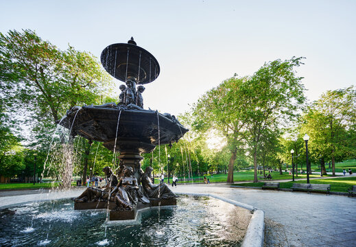 Brewer Fountain, a 15,000-pound bronze landmark located on Boston Common, Boston, Massachusetts, New England