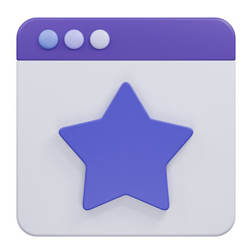 3D rendered browser window icon with a purple star symbol.