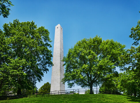 Bunker Hill Monument, a 221-foot granite obelisk located in the Charlestown neighborhood of Boston, Massachusetts, New England