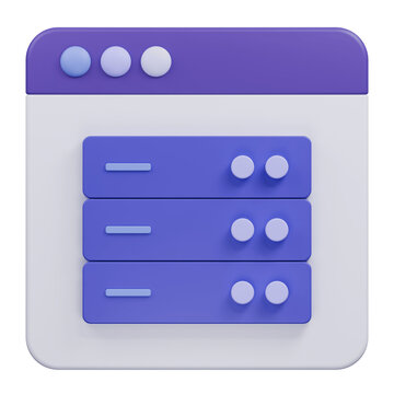 3D rendered icon of a computer server interface window.