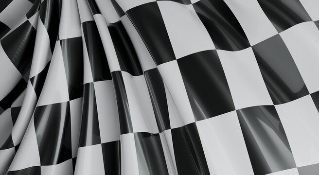 Abstract racing checkered flag fabric waving smoothly, representing victory and speed