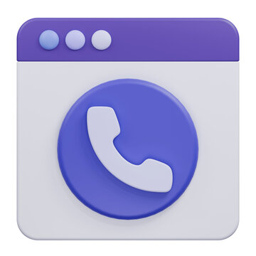 3D Rendered Phone Icon Inside a Browser Window Interface.