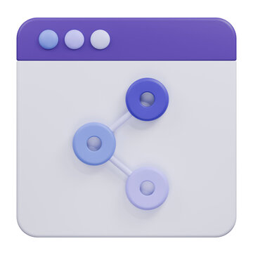 3D Rendered Share Icon Inside a Browser Window Interface.