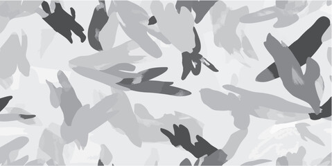 Seamless camouflage pattern with brush strokes in shades of grey providing minimalist modern aesthetic for fabric design. © SaHeD