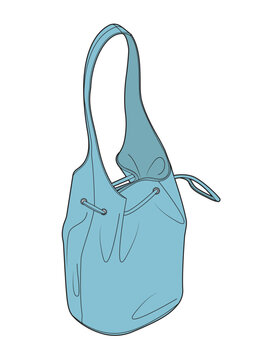 Bindle bag technical flat sketch vector mockup illustration.