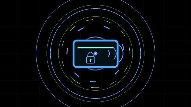 Smartphone Wallet Secured With Padlock Neon Vector Animation