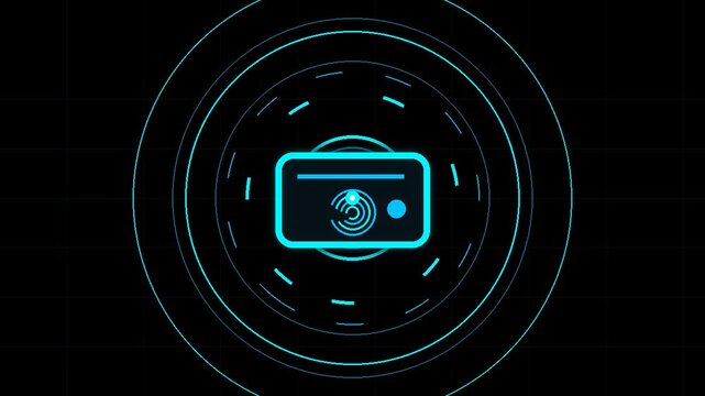 Digital Wallet Protected By Shield And Lock Neon Vector Animation