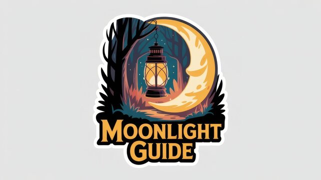 Digital logo featuring a lantern in a forest with a crescent moon, set against a dark, mystical background. Bold text reads "Moonlight Guide" in yellow and black.