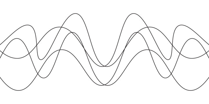 Wave lines vector illustration. Curve wave seamless pattern. Line art striped graphic template.