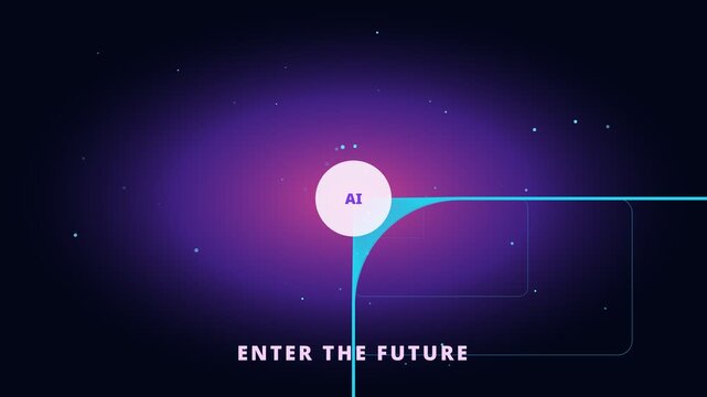 Artificial intelligence concept: enter the future digital abstract animation background