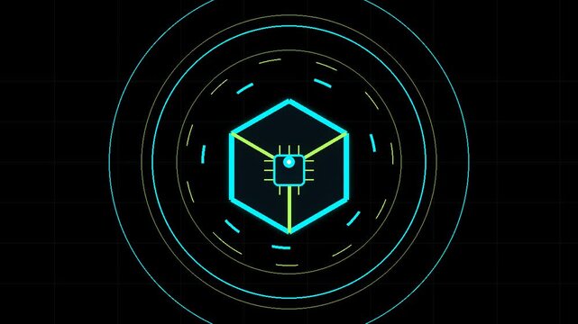 Smart Contract Wallet Safe With Digital Lock Neon Vector Animation