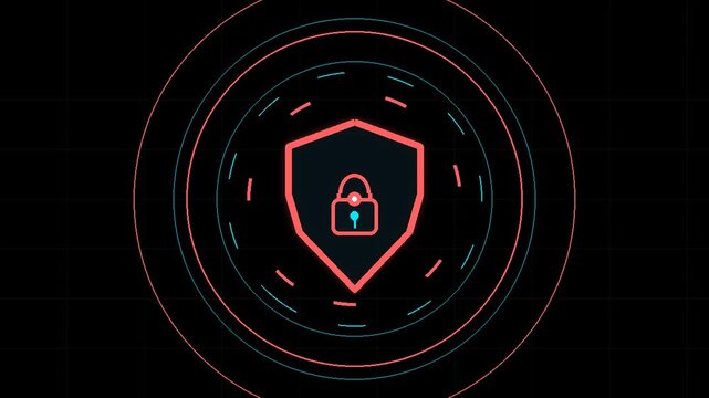 Firewall Protection Around Digital Payment Wallet Neon Vector Animation