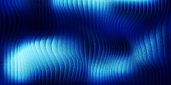 deep blue glass texture background with vertical ripple distortion and smooth wave gradient for modern tech design, user interface backdrop or abstract visual layout