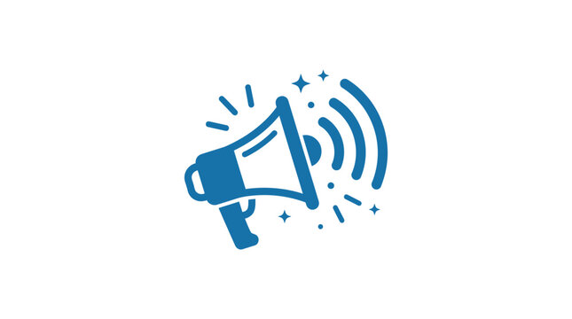 Blue Megaphone Loudspeaker Icon Graphic.