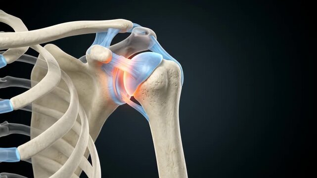 Medical animation showing inflammation and pain in the shoulder joint