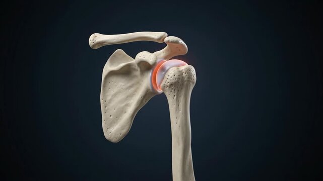 Human shoulder joint animation showing inflammation and relief
