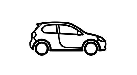 Fototapeta premium Simple Line Art Icon of a Hatchback Car