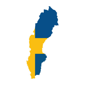 Map of sweden with flag colors on white background