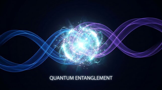 Abstract concept illustration of quantum entanglement showing interconnected wave functions