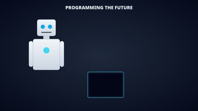 Programming the future: minimalist robot animation with digital interface concept animation