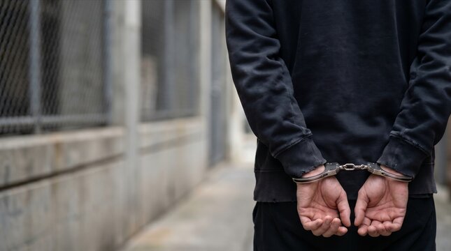 Juvenile justice concept with restrained teenager symbolizing youth crime prevention rehabilitation legal intervention and second chances