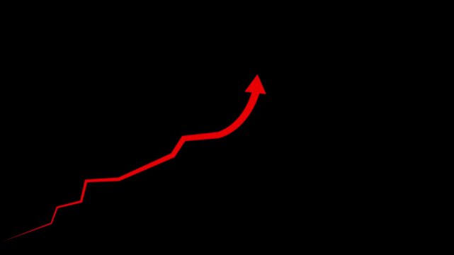 Abstract arrow business graph icon animation background. arrow rising transparent channel. Abstract arrow animated down to up arrow animation direction animation. 4 k video