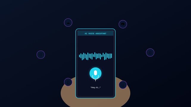 Ai voice assistant interface with animated sound wave and microphone animation