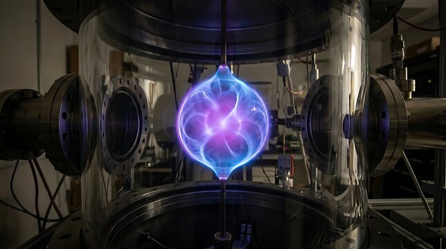 Nuclear fusion plasma containment chamber with a glowing energy core ball physics experiment