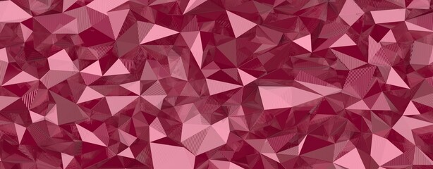 Naklejka premium Seamless abstract geometric polygon pattern texture background in shades of pink and red.