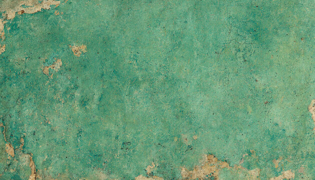 teal green rusty weathered surface with peeling paint texture background