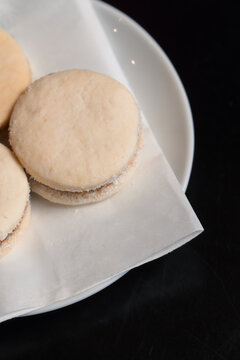 Close-up view of cornstarch cakes served on a plate