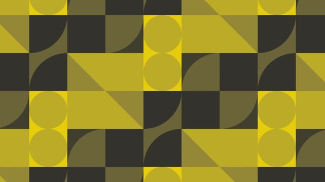 Modern geometric pattern in retro style. Colorful geometric design with moving figures. Motion. Bright moving figures in modern graphic design style. Retro style of geometric patterns of 80s.