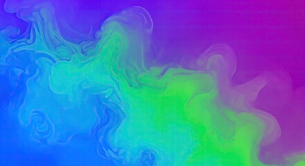 Obraz premium Abstract fluid background with vibrant green, blue, and purple color wave gradient.