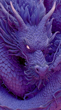 close up of a purple dragon illustration