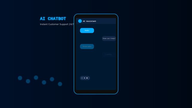 Ai chatbot interface on smartphone screen automated customer support concept animation