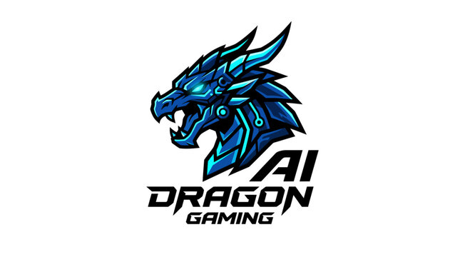Blue dragon head gaming logo.