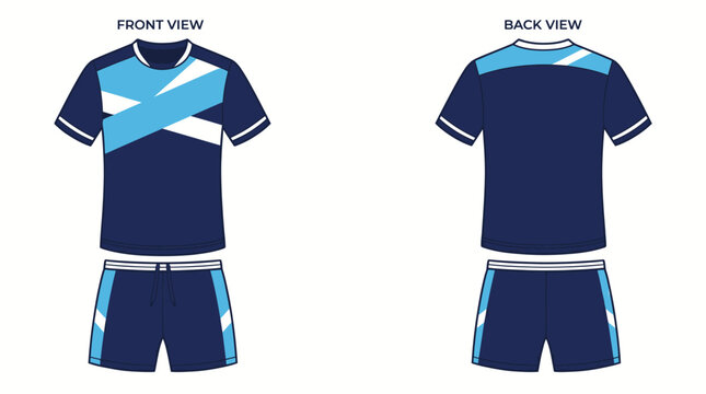 Soccer uniform vector template illustration with front and back view