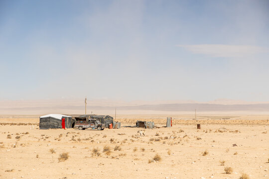 Syrian Desert Road with Distant Structures