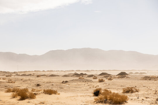 Arid Syrian Desert Mountains and Haze