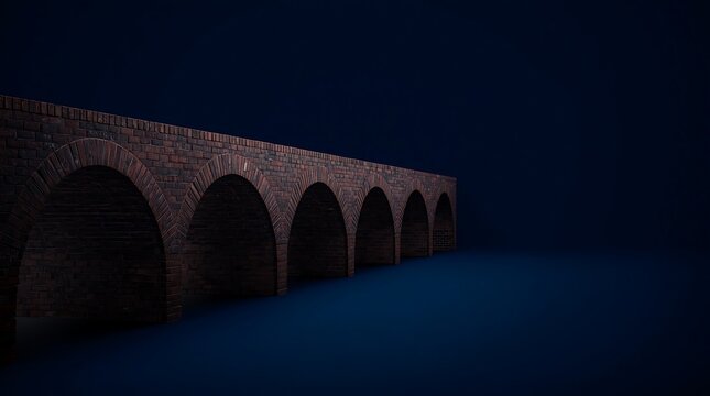 Ancient Stone Bridge at Night - Architectural Marvel in Dark Blue.