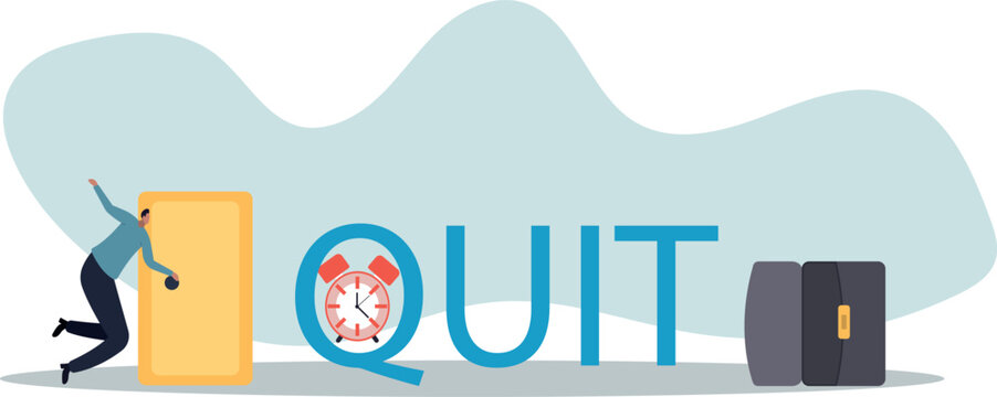 Time to quit day time job, resign from full time career, human life and situation.vector illustration.