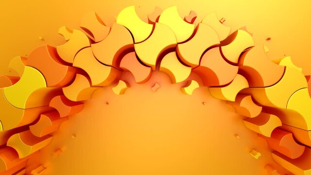 Geometric Shapes Form a Wave. Abstract motion, two color, 3d rendering, 4k resolution
