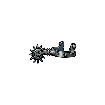 Western Rowel Spur With Star‑Shaped Spiked Wheel And Curved Metal Shank Designed For Horseback Riding Gear Vector Illustration