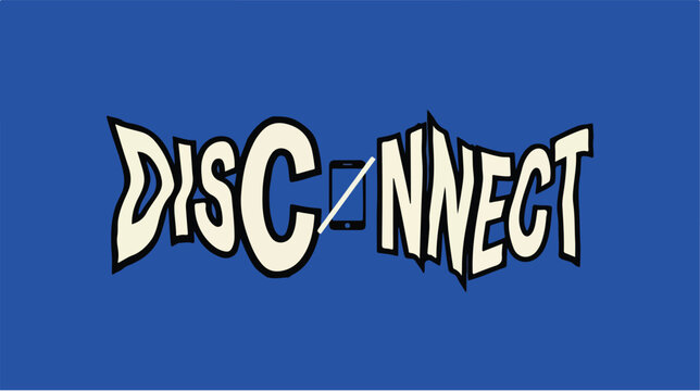 Disconnect text logo with symbol.