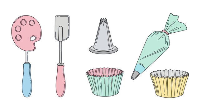 Pastel baking equipment set with piping bag and cupcake liners