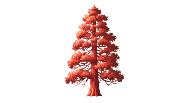 Giant sequoia tree with red needles and thick bark