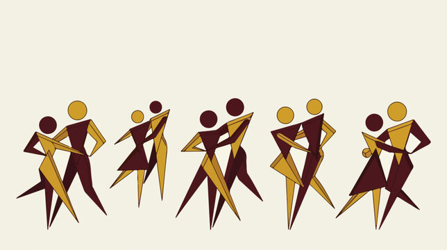 Group of dancing people in motion.