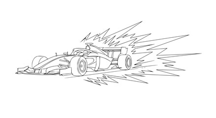 Naklejka premium Speeding Formula 1 Race Car, Dynamic Line Art Illustration