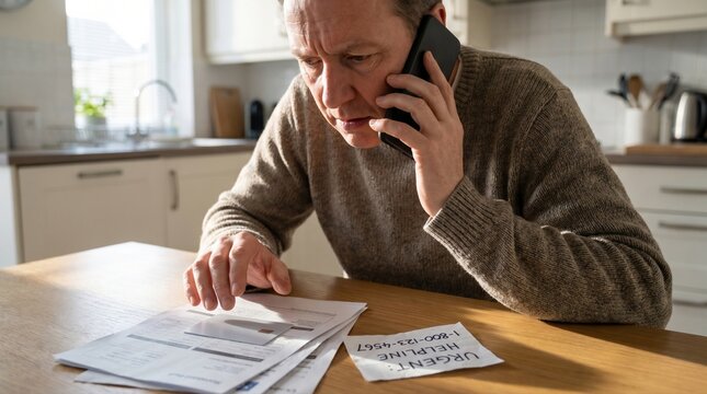 Family member speaking to fake government helpline through spoofed number